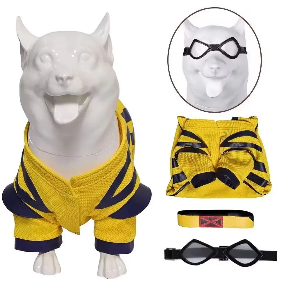 Dogpool dog costume for pets with mask and goggles for fun superhero themes