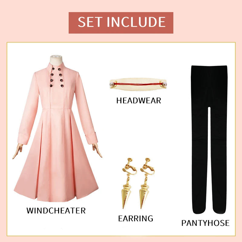 Spy X Family Yor Forger dress set including windcheater, earrings, headwear, and pantyhose