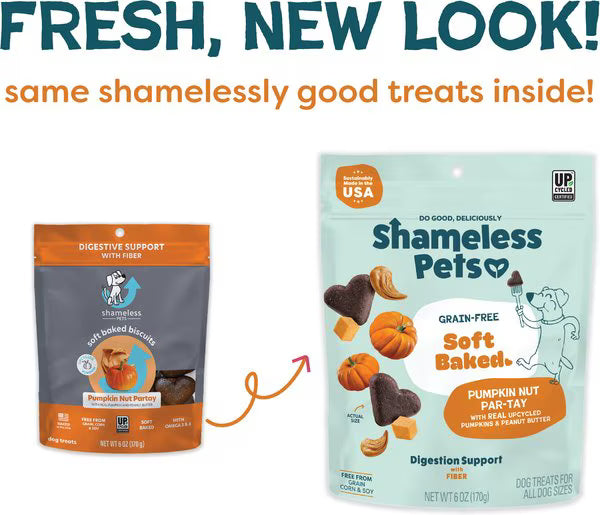 Shameless Pets Peanut Butter & Pumpkin Soft Baked Dog Treats, 6-oz bag