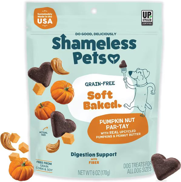Shameless Pets Peanut Butter & Pumpkin Soft Baked Dog Treats, 6-oz bag