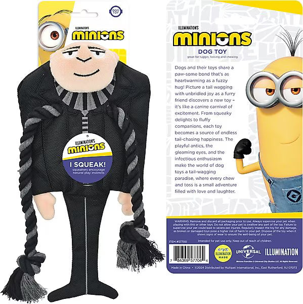 Multipet Minion Gru Scarf Dog Rope Toy 11.5"
