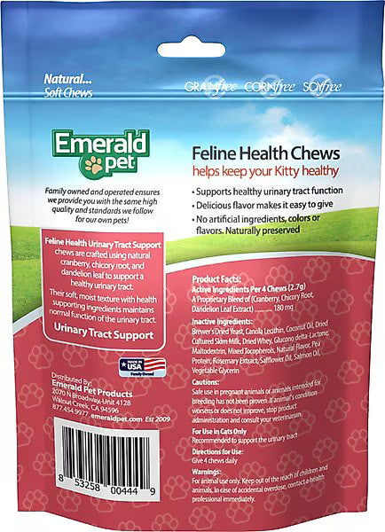 Emerald Pet Feline Health Urinary Tract Support Grain-Free Cat Treats, 2.5-oz bag