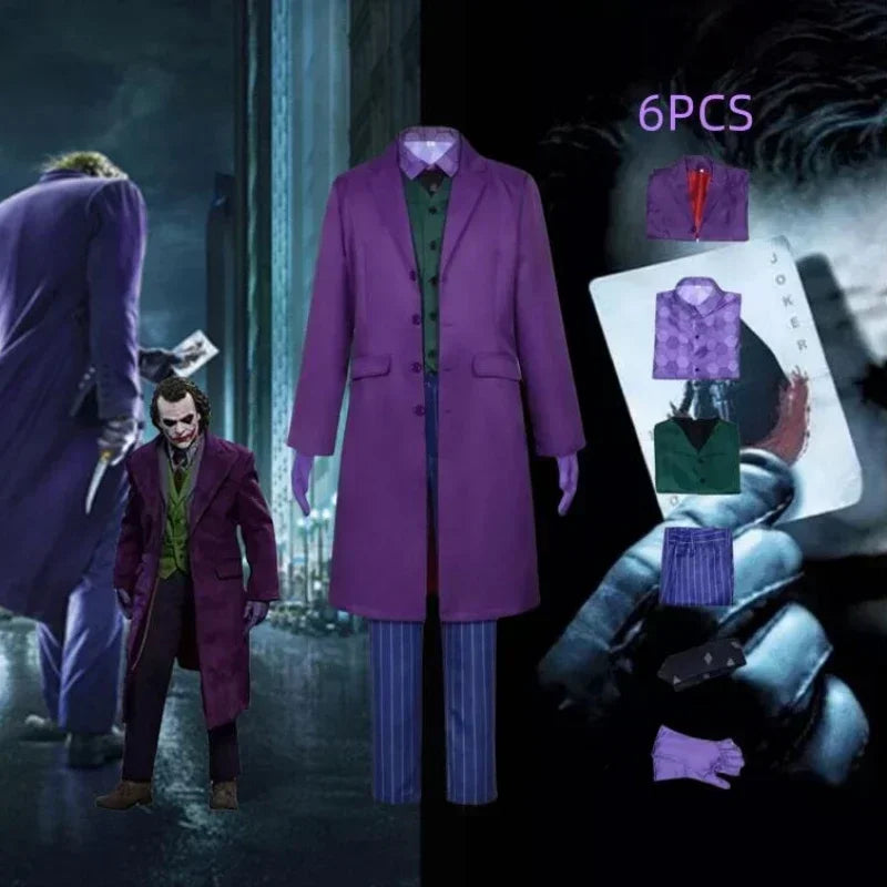 2025 Heath Ledger purple jacket suit set with accessories for cosplay and costume events
