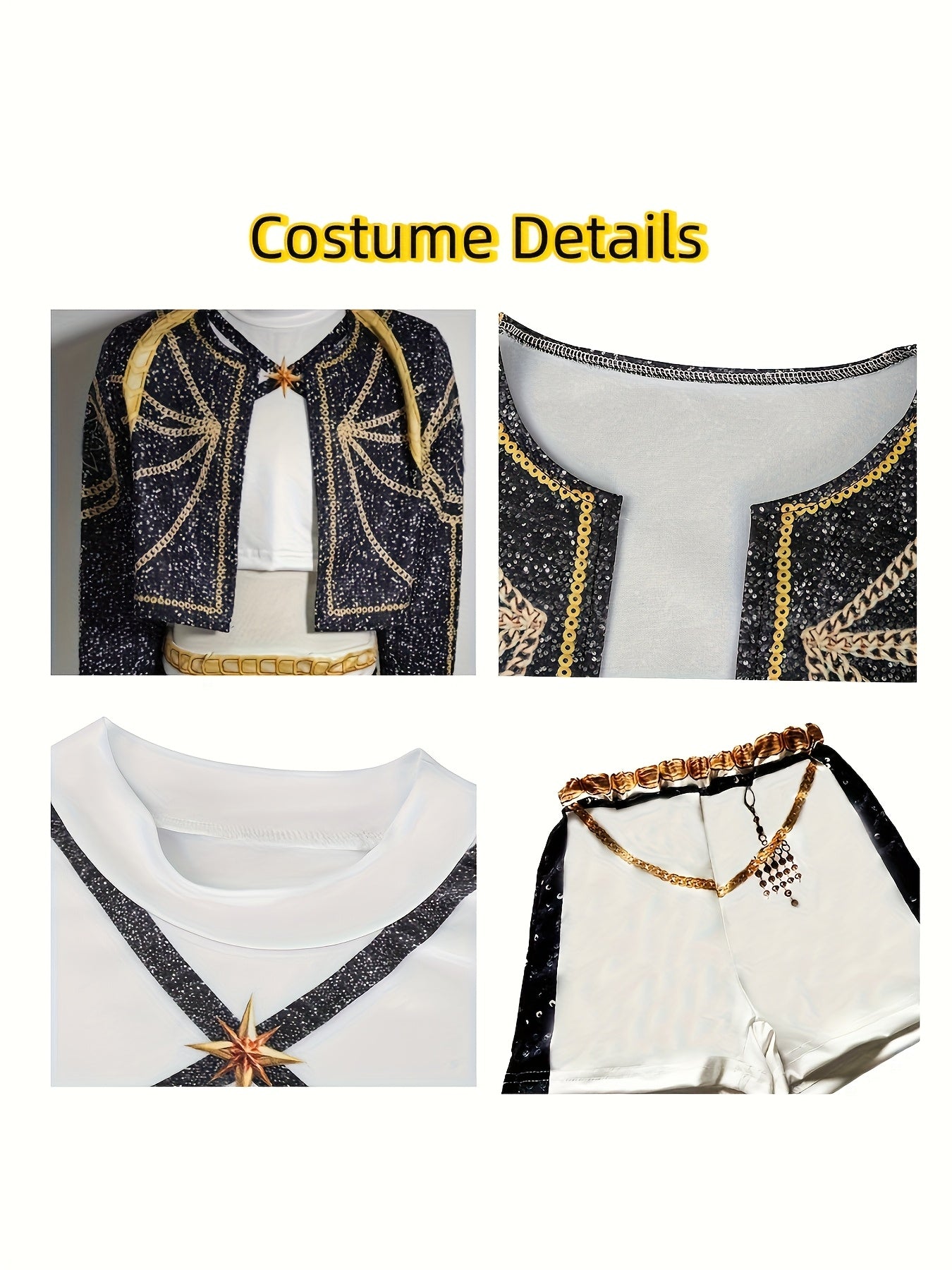 Sparkly pop star Halloween costume for girls featuring a stylish jacket and gold accents