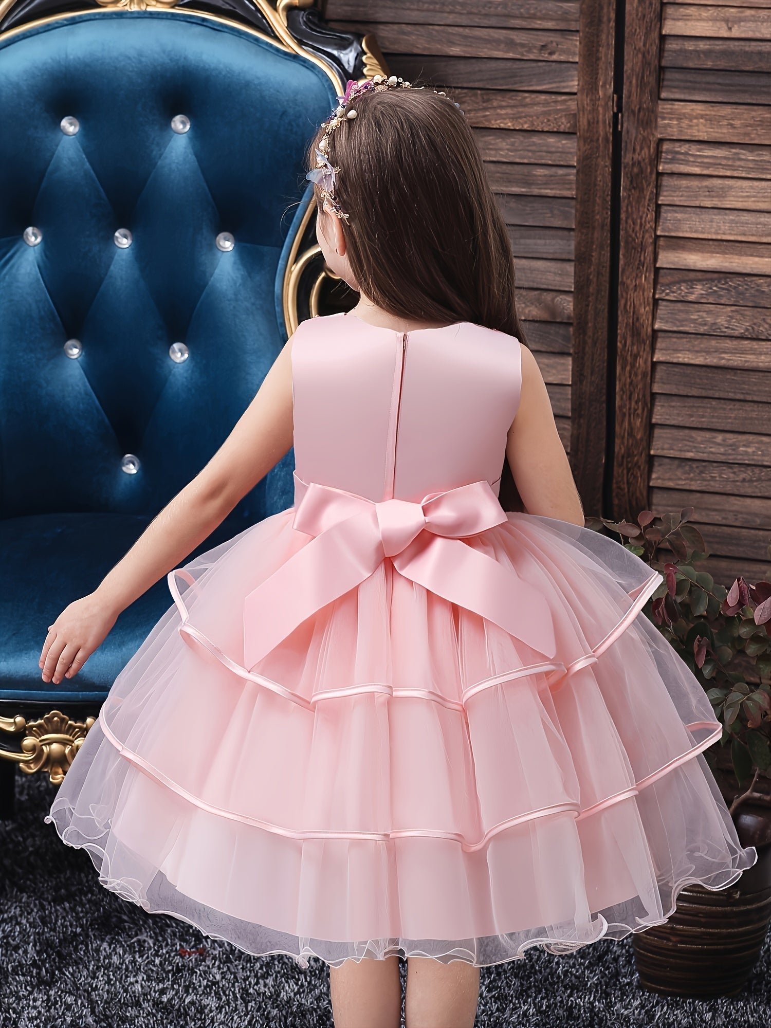 Floral Polyester Dress for Teens Princess Evening Gown