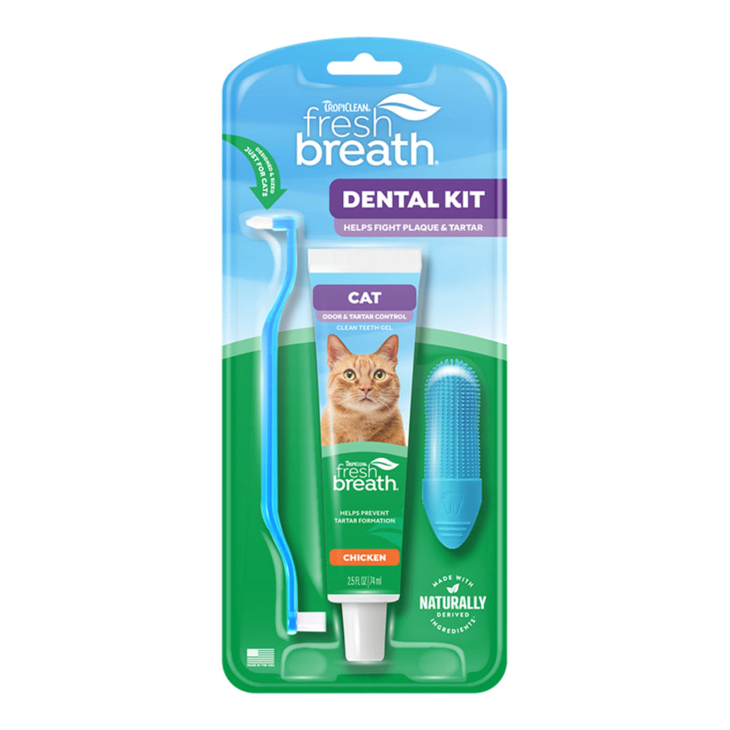 TropiClean Fresh Breath Toothbrush & Toothpaste Cat Dental Care Kit, 2.5-fl oz