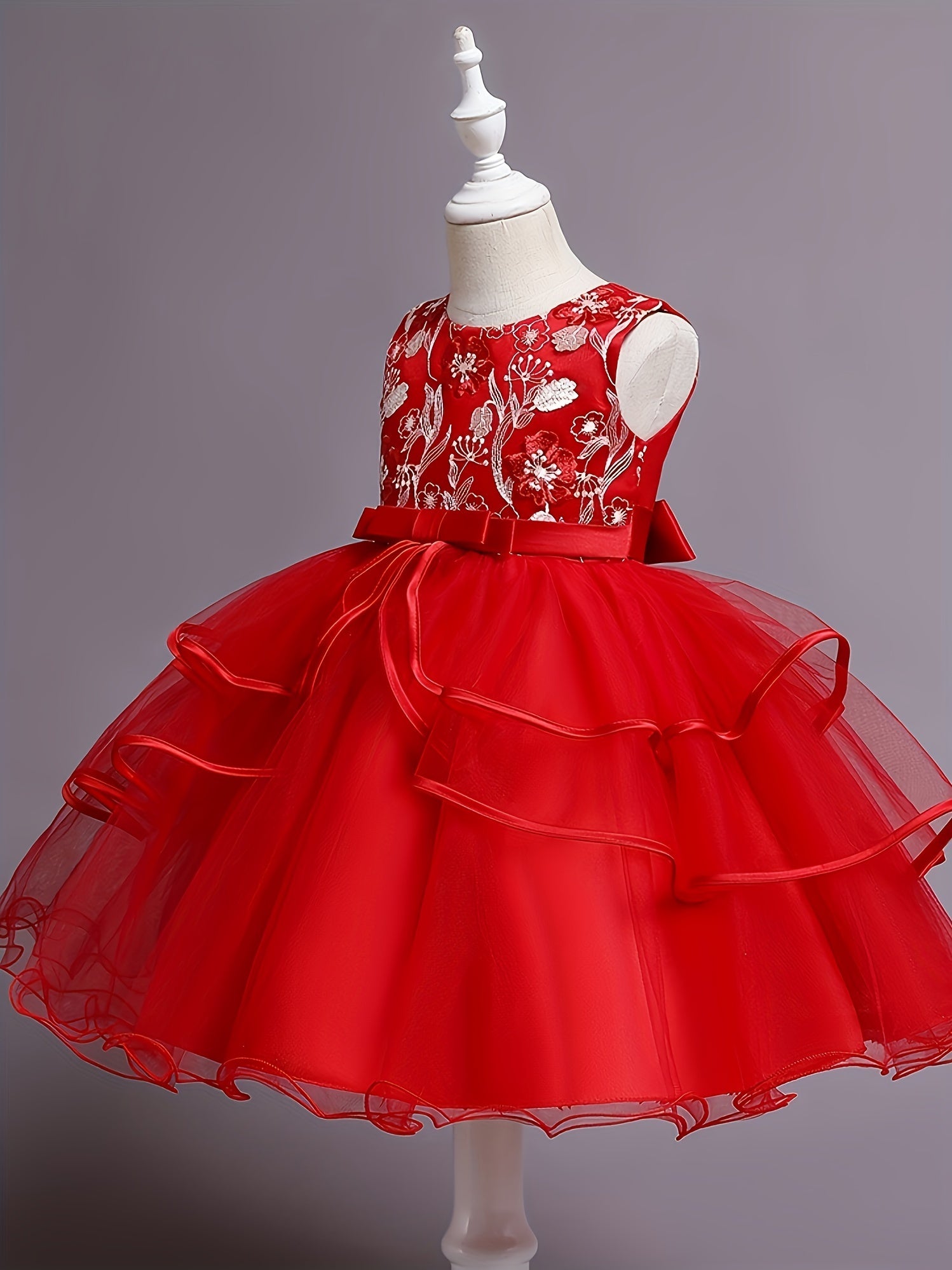 Floral Polyester Dress for Teens Princess Evening Gown