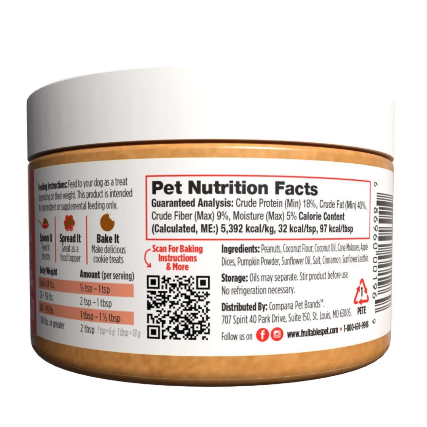 Fruitables Spreadables Creamy Dog Treat Real Apple and Pumpkin 7oz.
