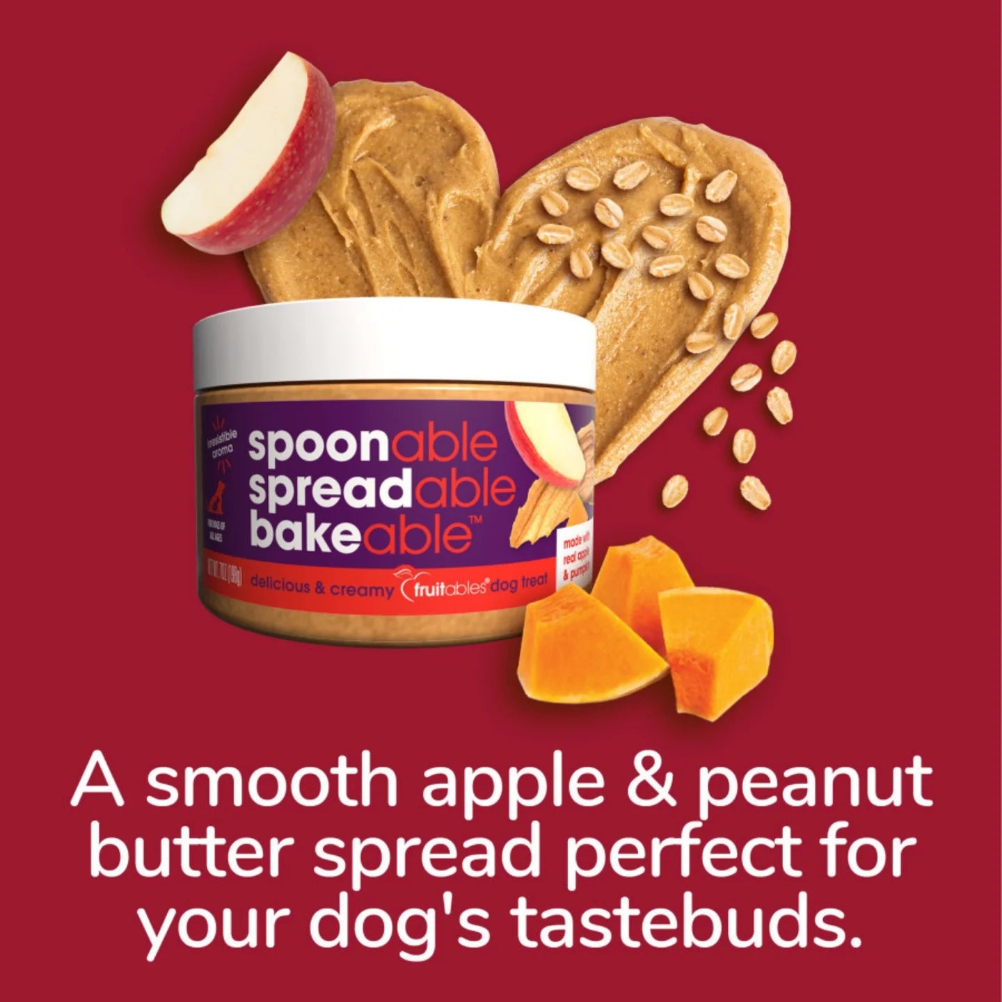 Fruitables Spreadables Creamy Dog Treat Real Apple and Pumpkin 7oz.