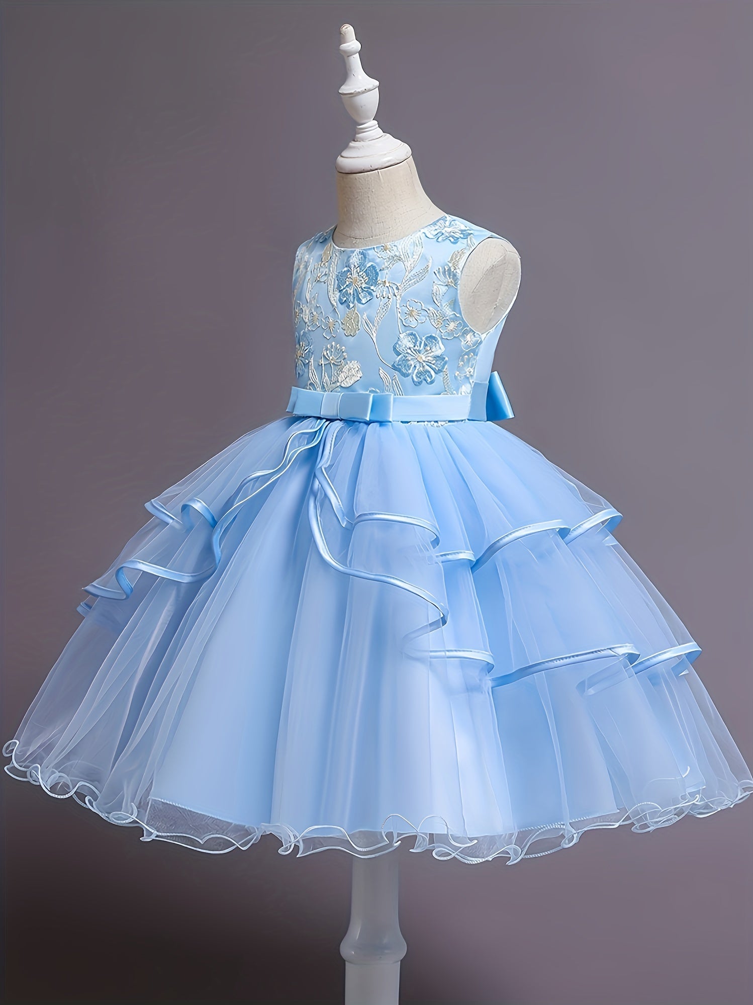 Floral Polyester Dress for Teens Princess Evening Gown