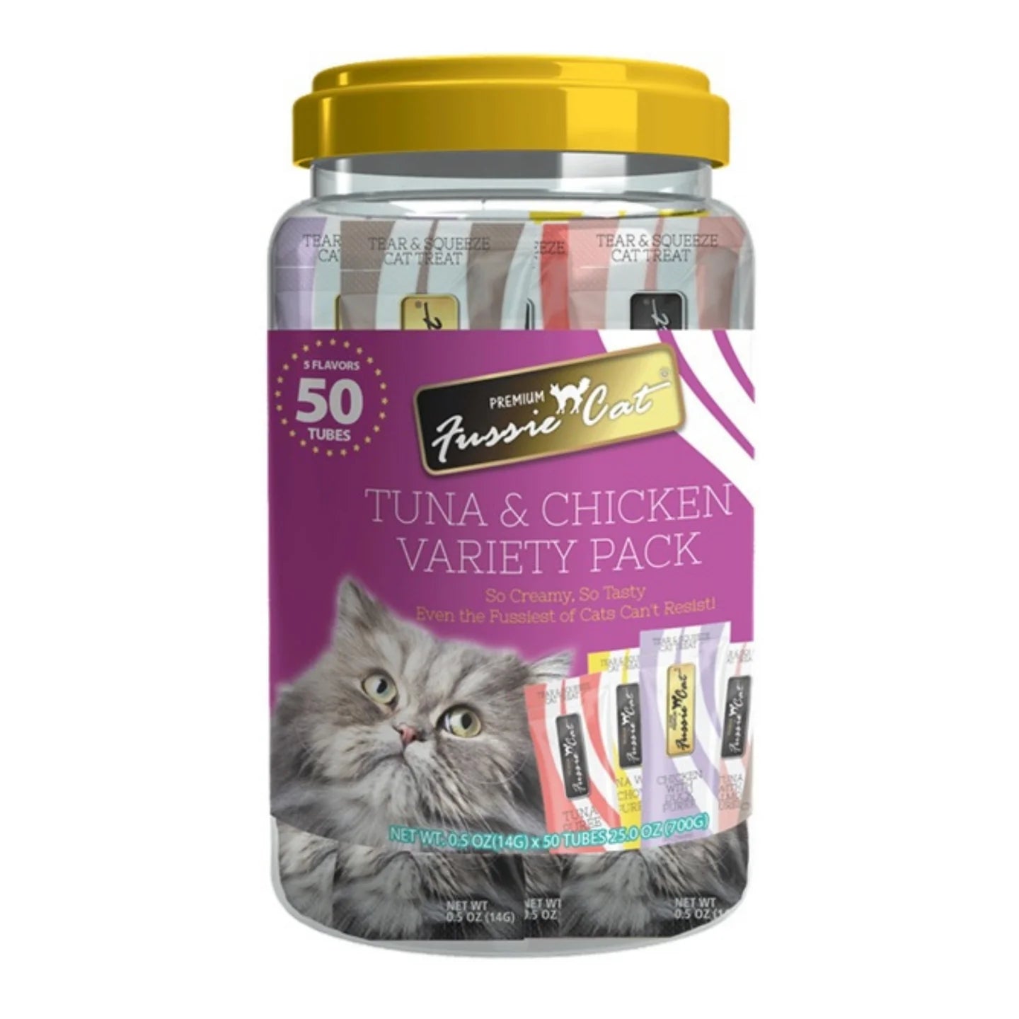 Fussie Cat Puree .5oz. Tuna Chicken Variety Pack 50Ct