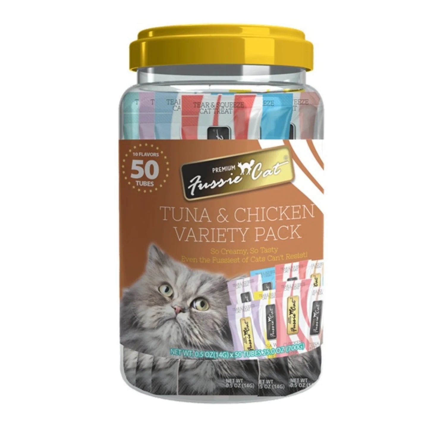 Fussie Cat Puree .5oz. Tuna Chicken Variety Pack 50Ct