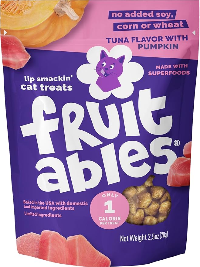 Fruitables Tuna and Pumpkin Deliciously Healthy Cat Treats, 2.5 oz.