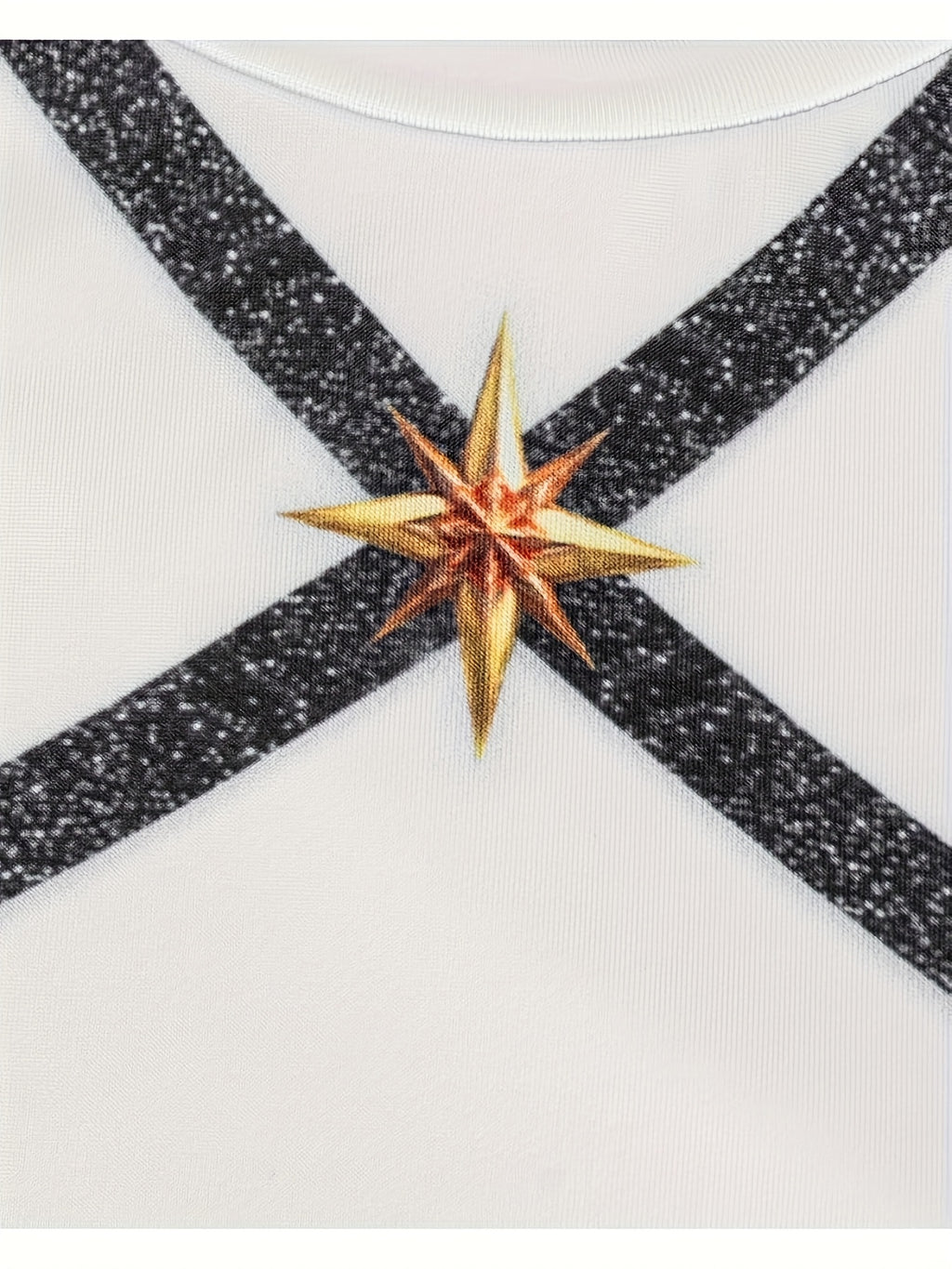 Shiny detail on a pop star Halloween costume for girls with a star accent and sparkly straps