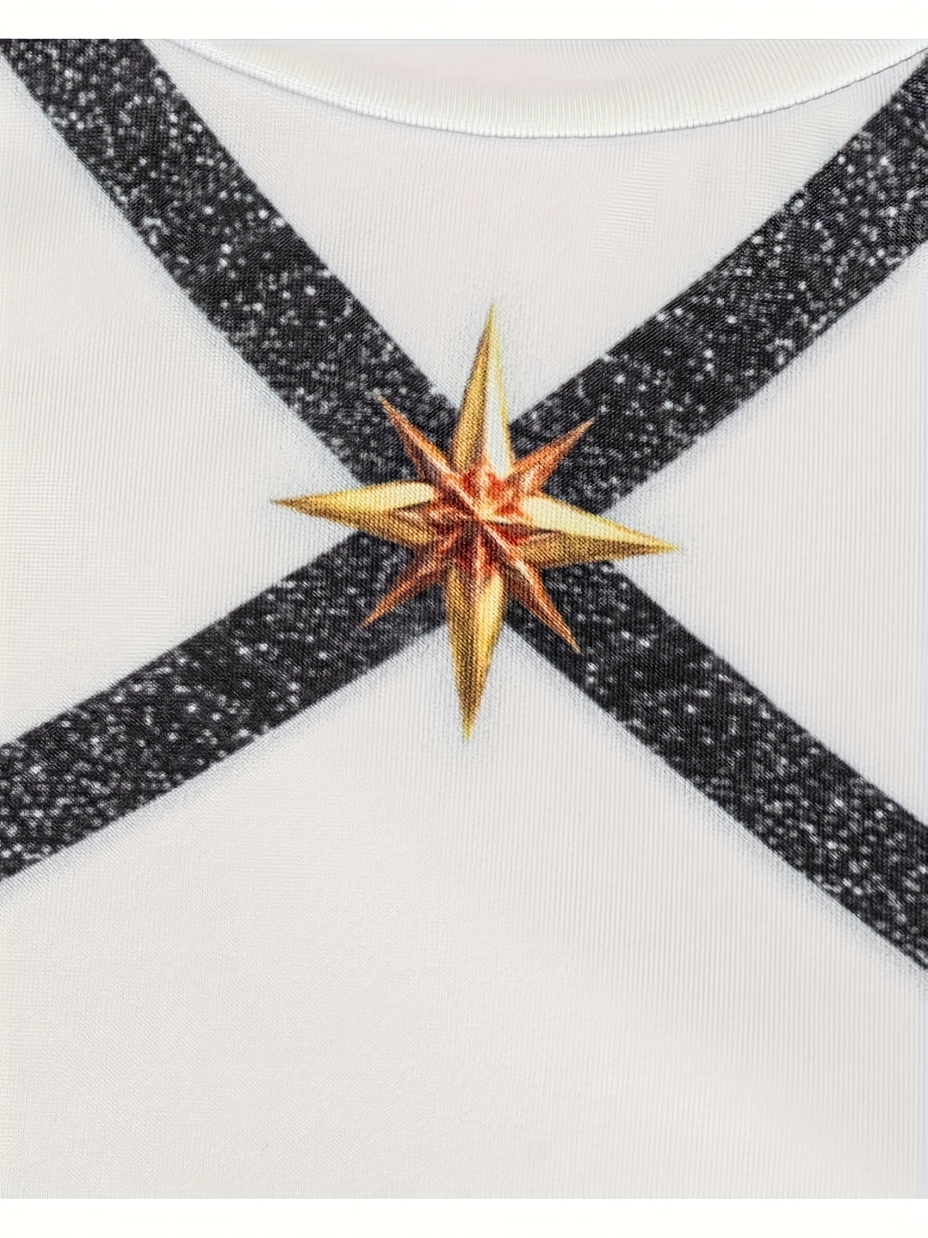 Shiny detail on a pop star Halloween costume for girls with a star accent and sparkly straps