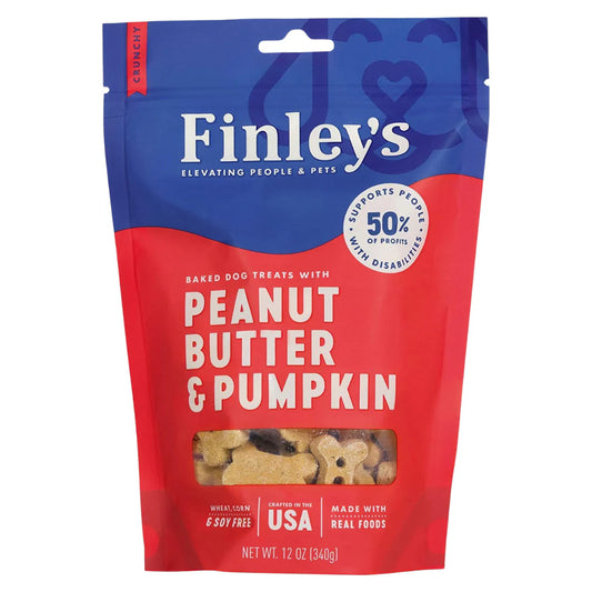 Finley's Wheat-Free Peanut Butter & Pumpkin Crunchy Biscuit Dog Treats, 12-oz bag