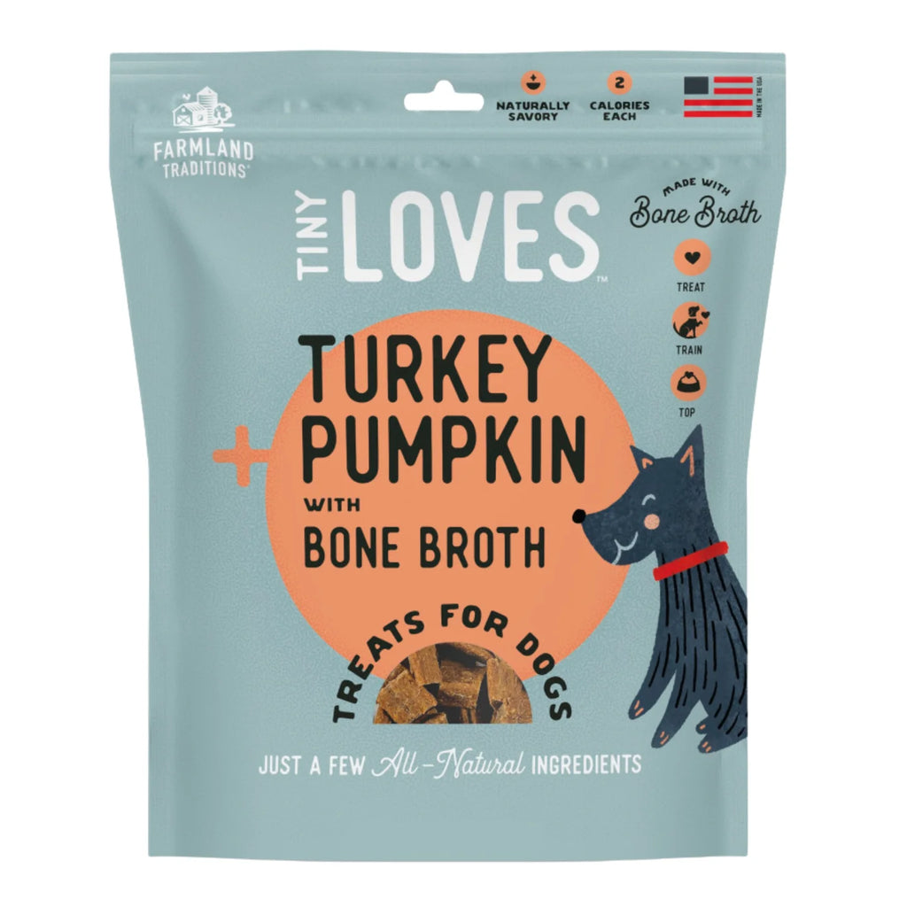 Farmland Traditions Tiny Loves Turkey & Pumpkin with Bone Broth Flavored Jerky Dog Treats, 6-oz pouch, 1 count