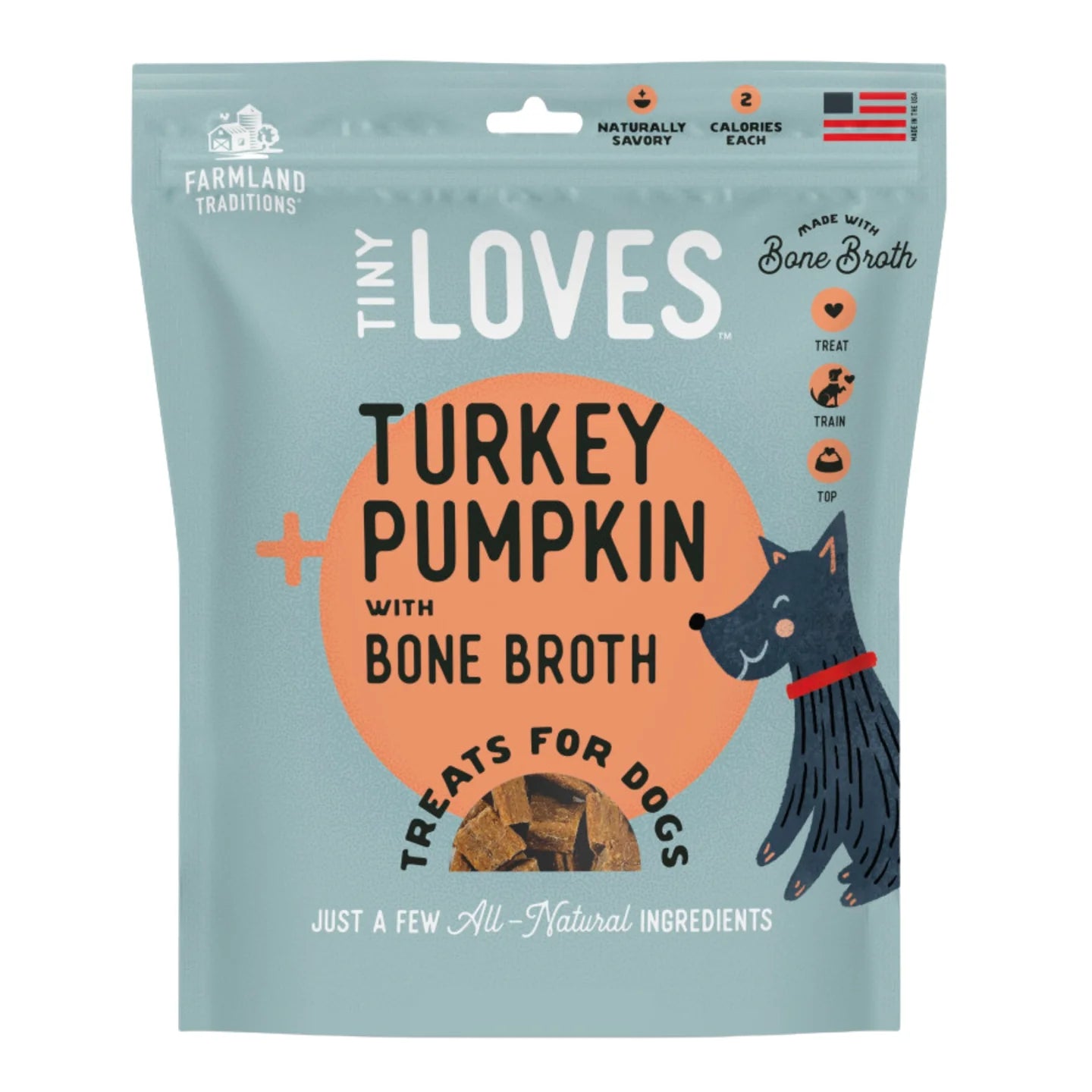 Farmland Traditions Tiny Loves Turkey & Pumpkin with Bone Broth Flavored Jerky Dog Treats, 6-oz pouch, 1 count