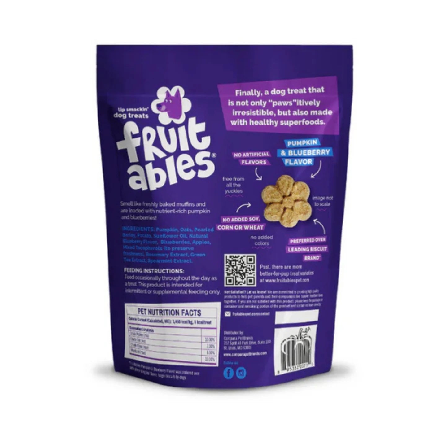 Fruitables Pumpkin & Blueberry Flavor Dog Treats, 7-oz bag