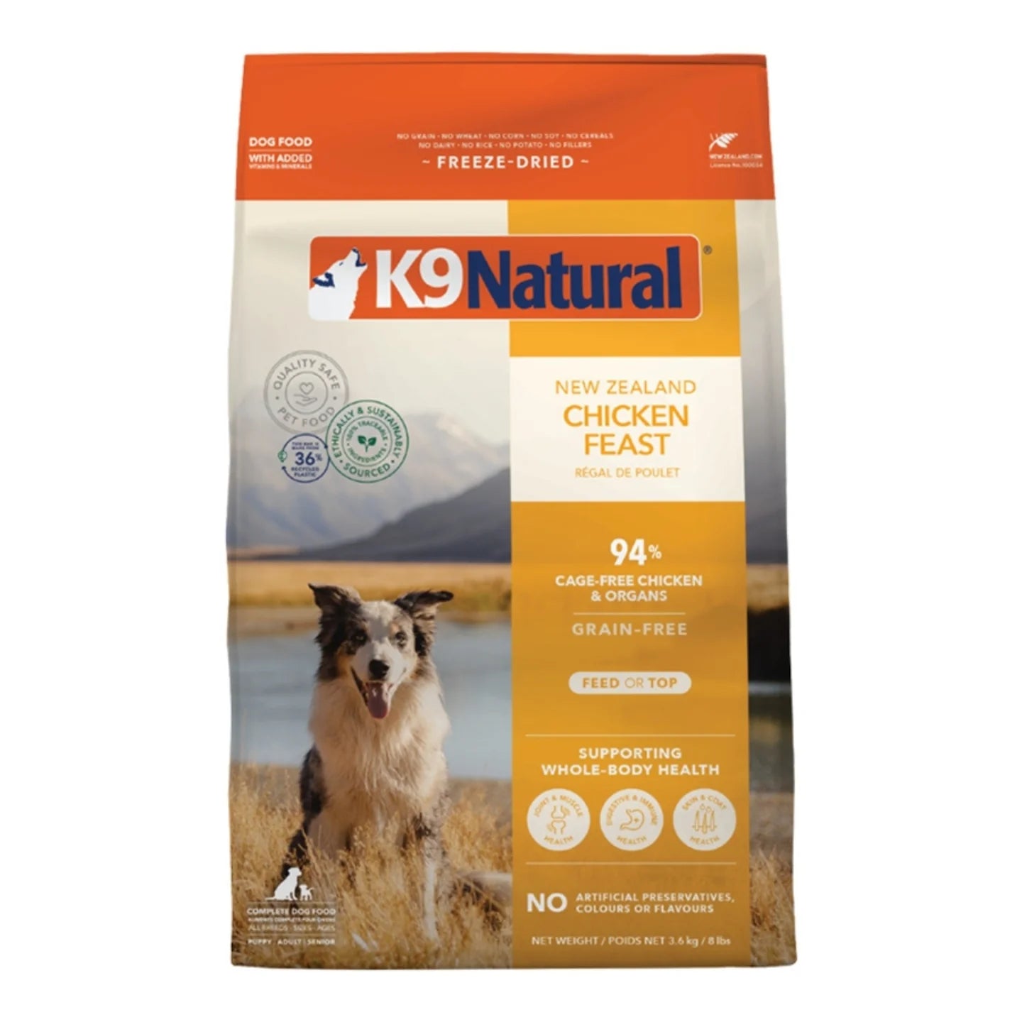K9 Natural New Zealand Chicken Feast Grain-Free Freeze-Dried Dog Food, 8-lb bag