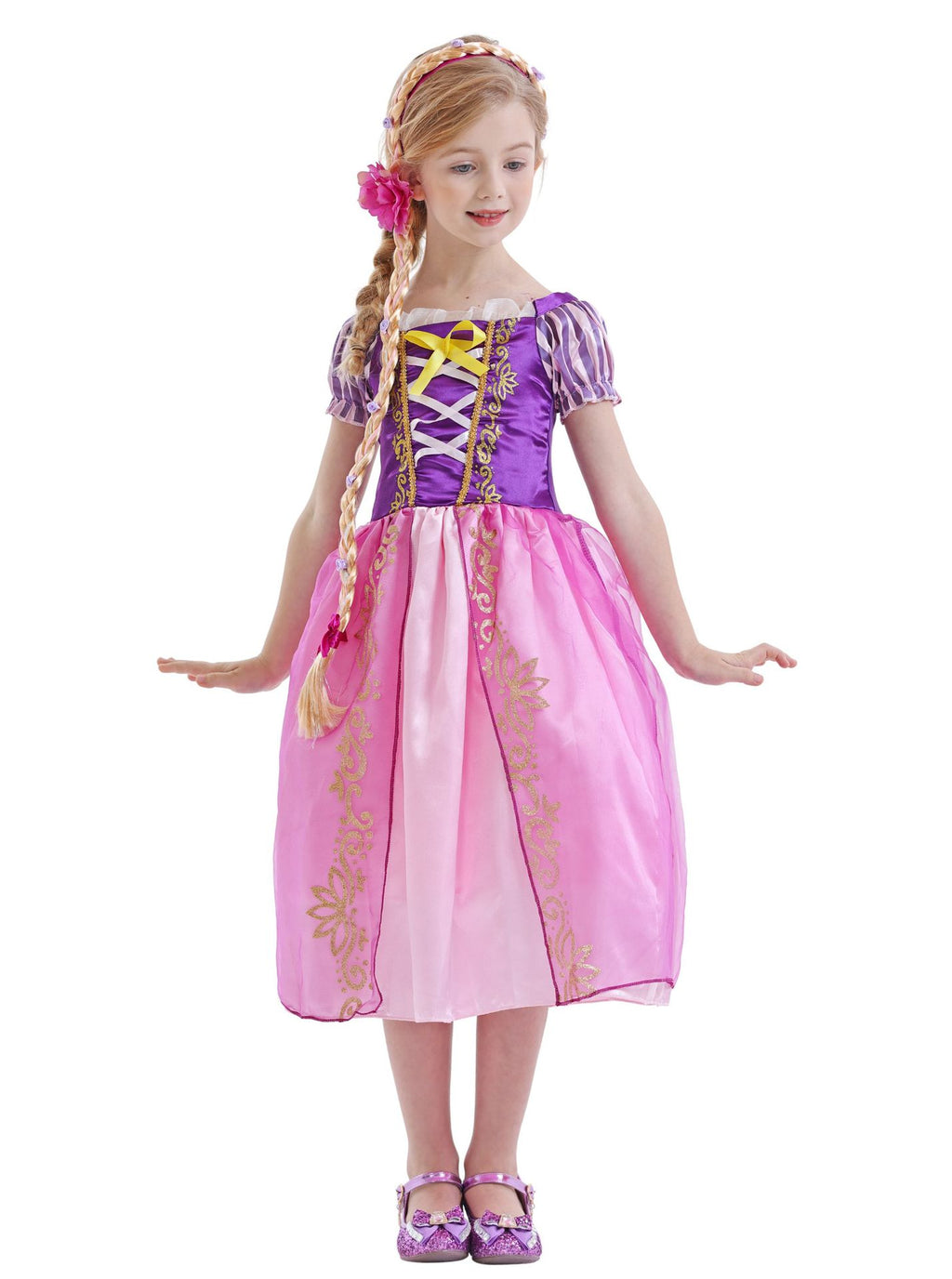 Disney Rapunzel Costume Dress in purple and pink for magical princess dress-up play