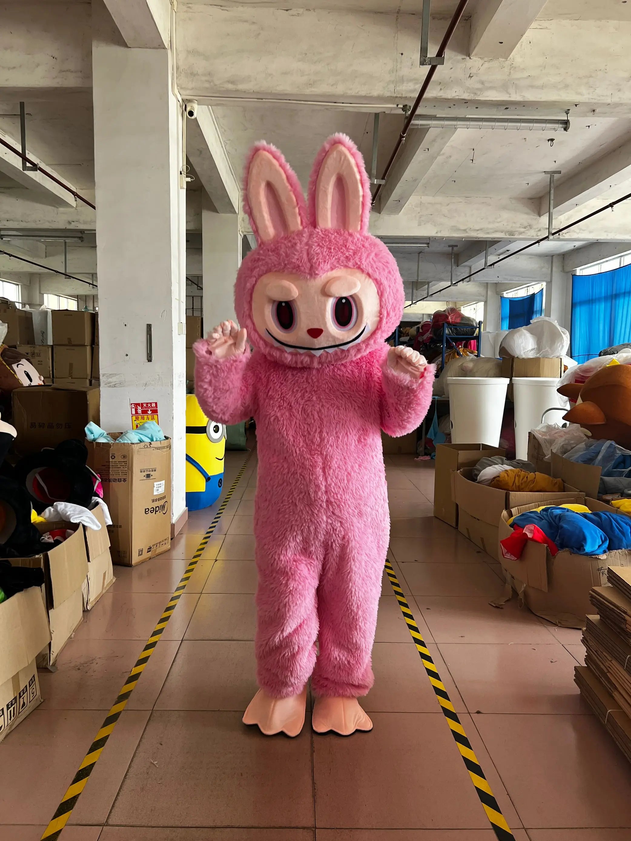 Pink Bunny Mascot Costume from Zoomies & Co for Events and Parties with Cute Face Detailing