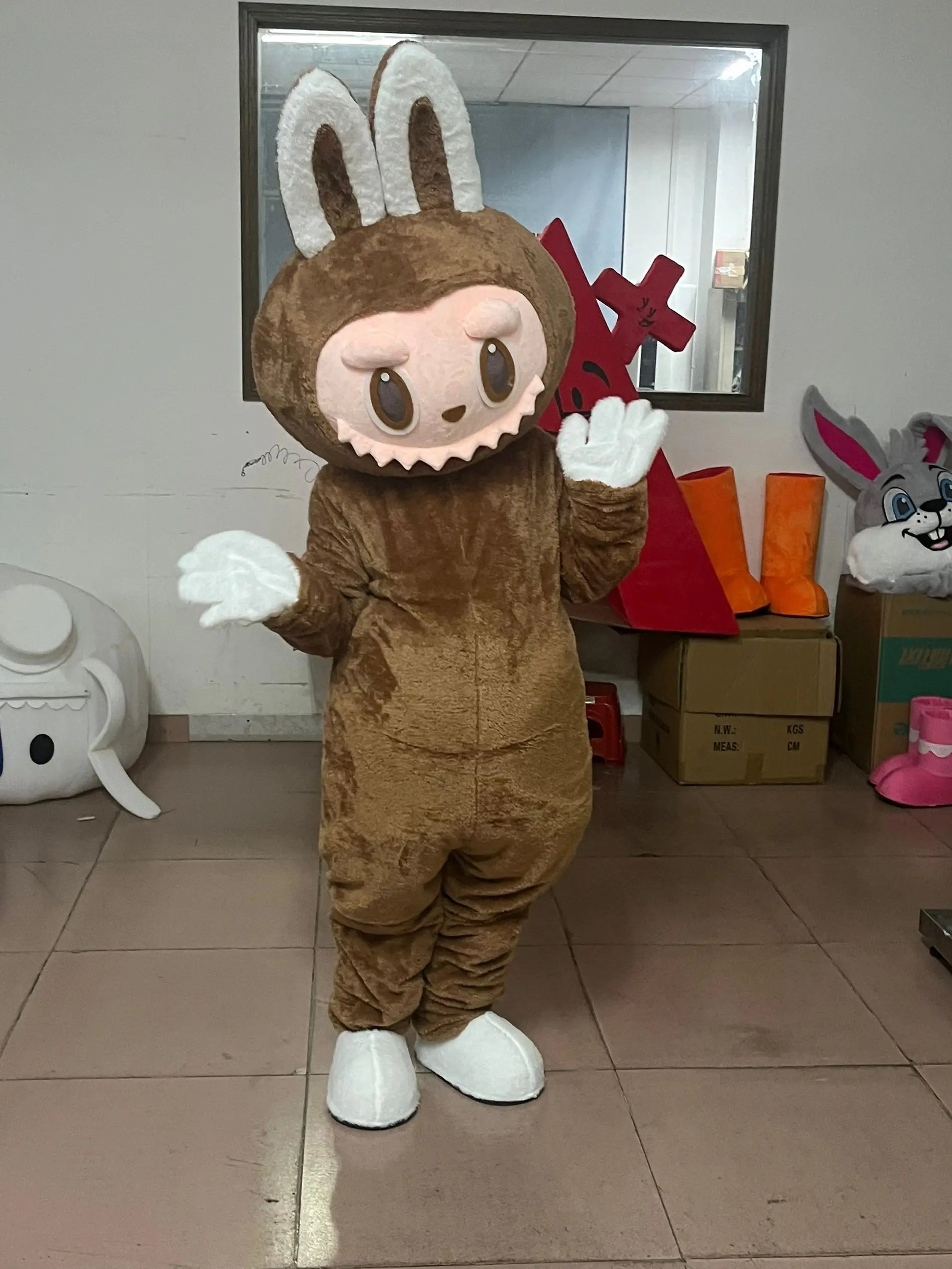 Zoomies & Co Bunny Costume Mascot in Brown with Soft Details for Events and Parties