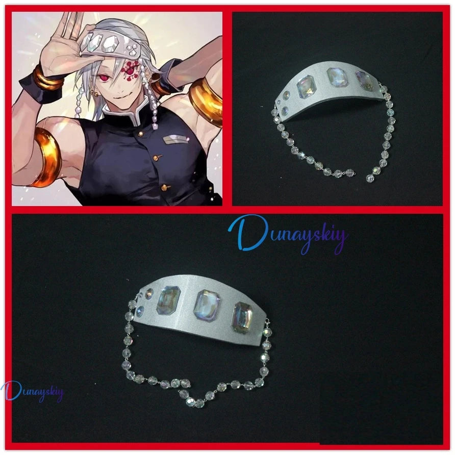 Demon Slayer Uzui Tengen wig and uniform set featuring detailed accessories for cosplay enthusiasts