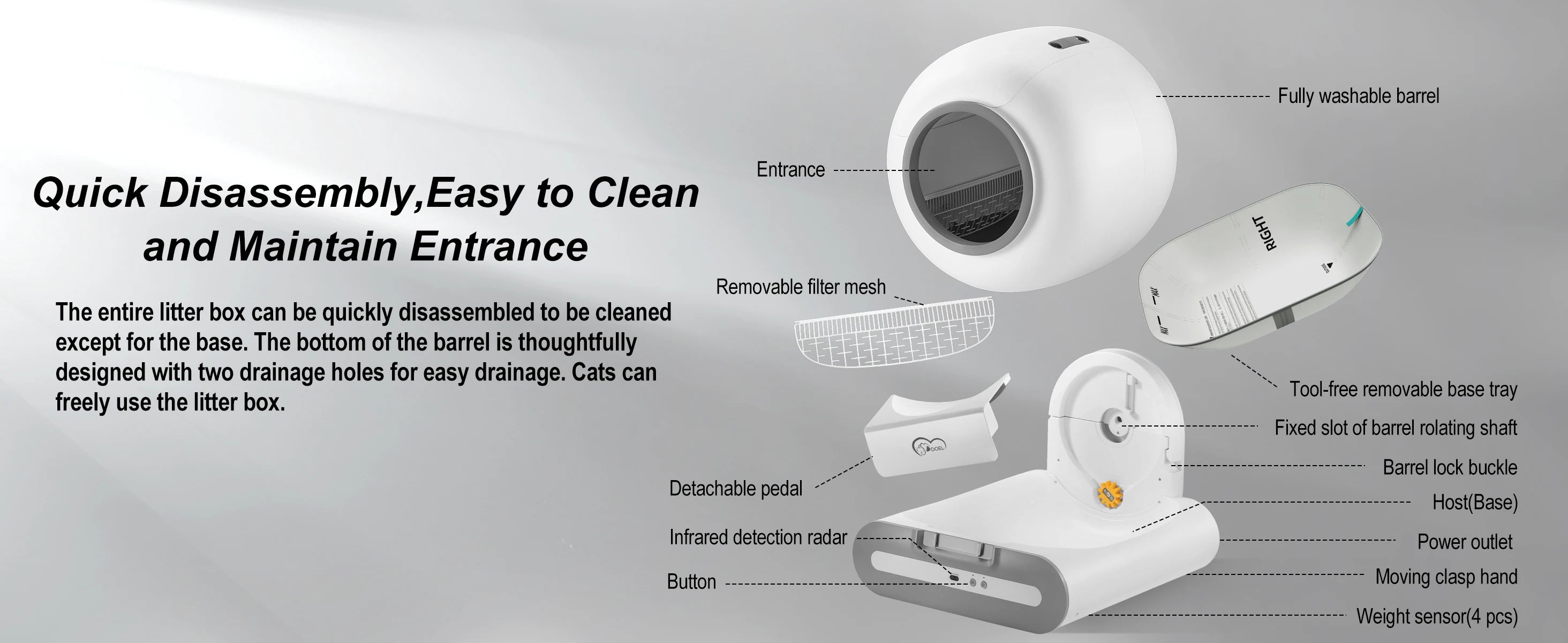 DOEL 65L Self-Cleaning Smart Litter Box