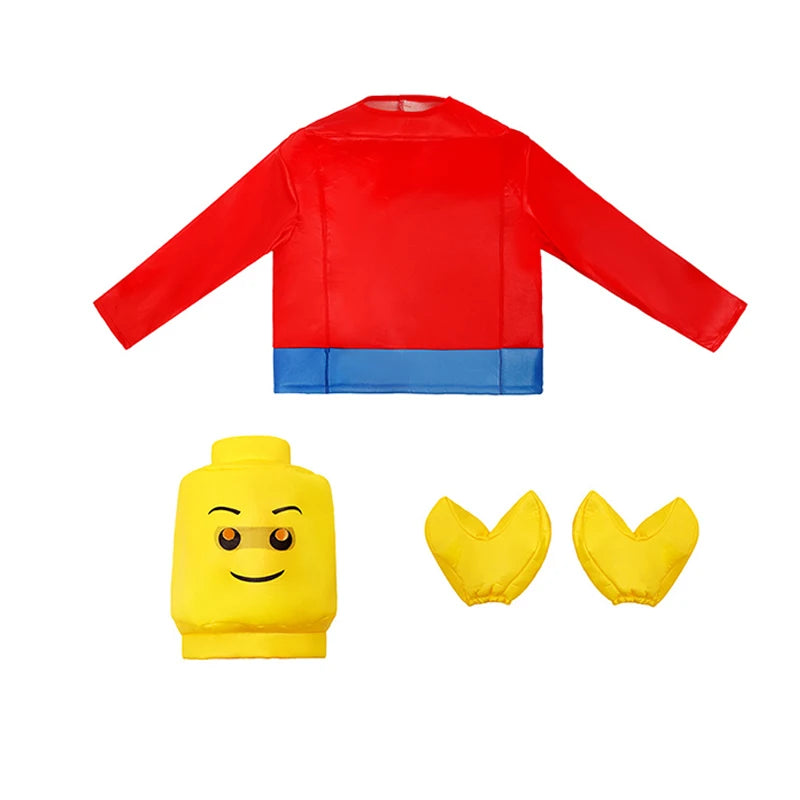 Kids ninja lloyd costume from Zoomies & Co with red jacket and yellow accessories for imaginative play