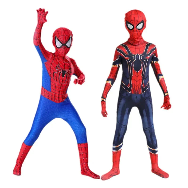 Spiderman superhero Halloween costume set featuring two foam masks and different styles for kids