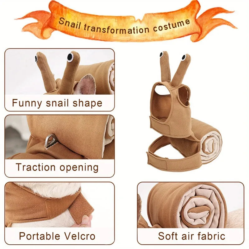 Halloween dog snail costume featuring a funny snail shape with soft air fabric and portable Velcro straps