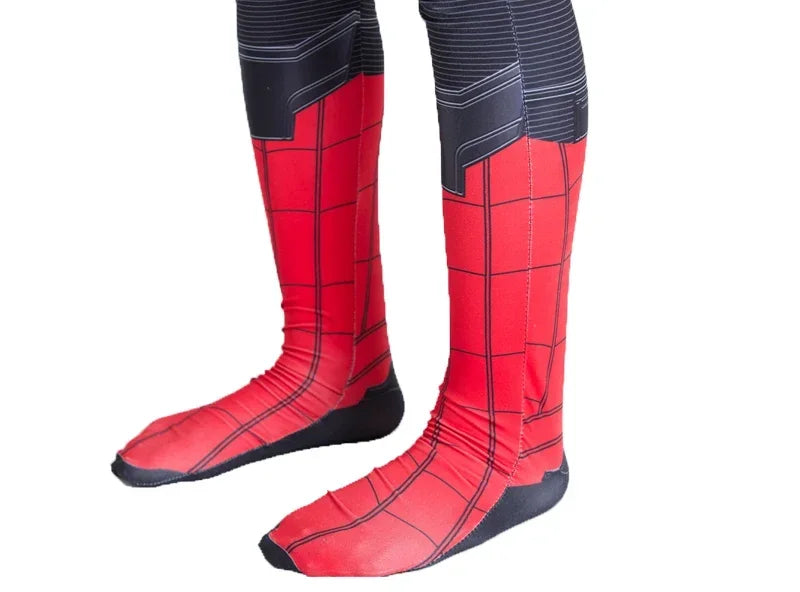 Spiderman superhero halloween costume red socks featuring detailed web pattern for a complete look