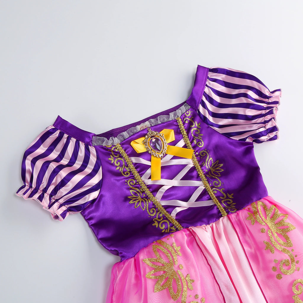Disney Rapunzel Costume Dress with Purple Bodice and Pink Skirt for Kids' Dress-Up Play