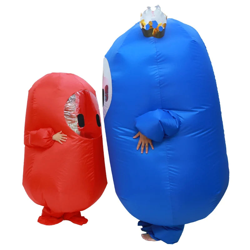 Fall Guys inflatable costume in red and blue, perfect for fun parties and events.