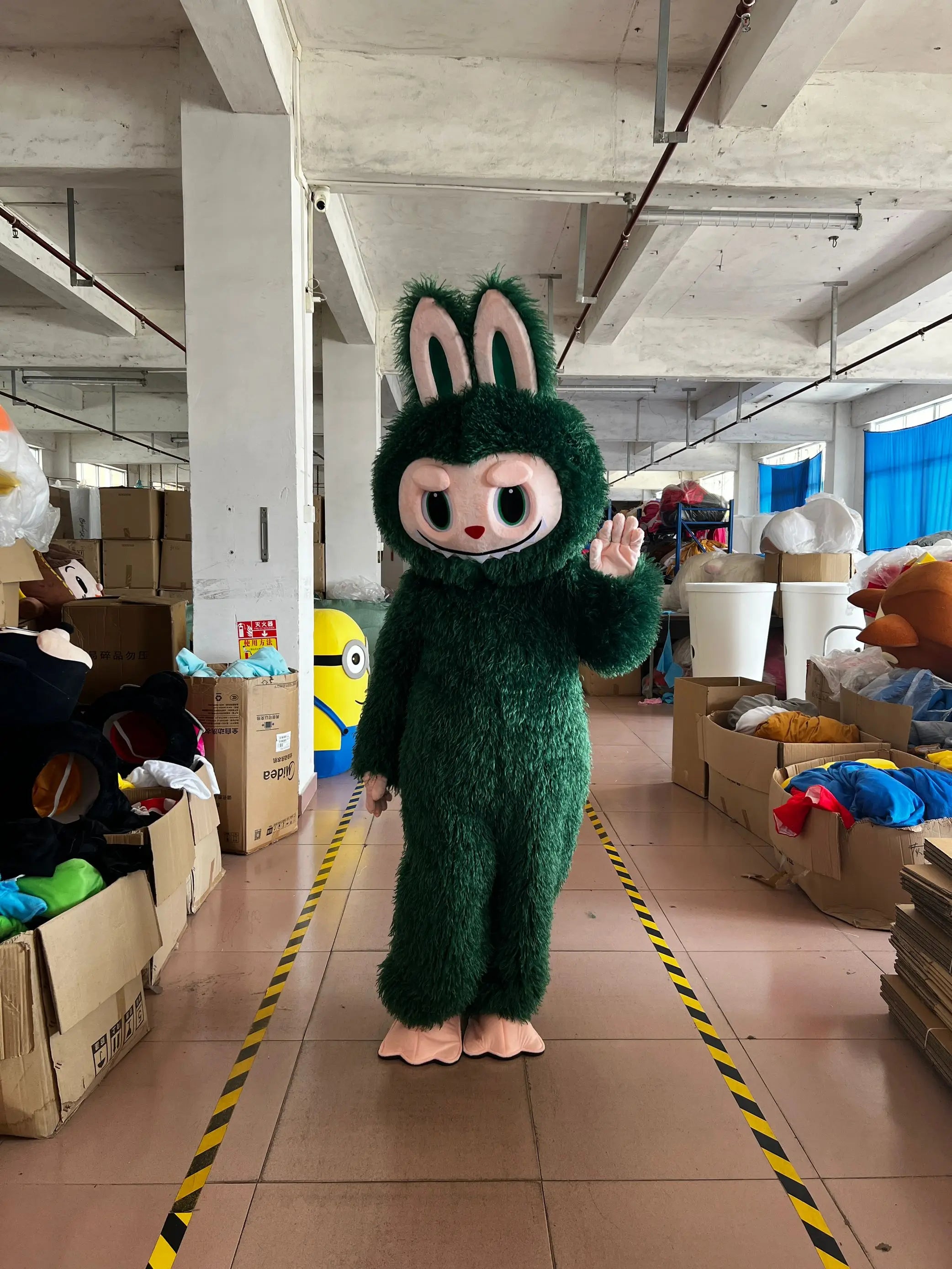 Zoomies & Co Green Bunny Mascot Costume with Furry Texture for Events and Parties