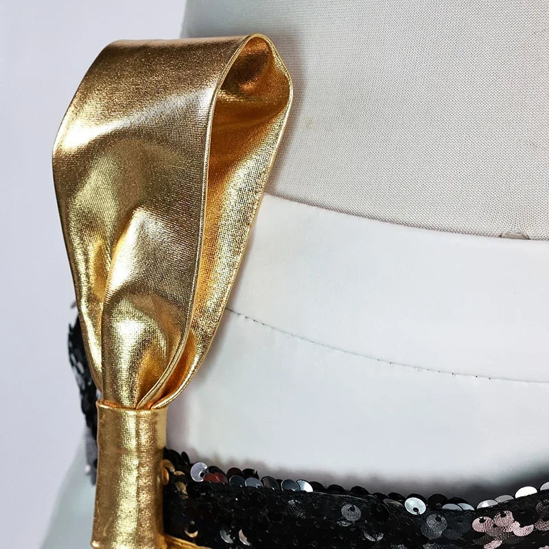 Gold ribbon detailing on KPop demon hunter cosplay costume for girls from Zoomies & Co