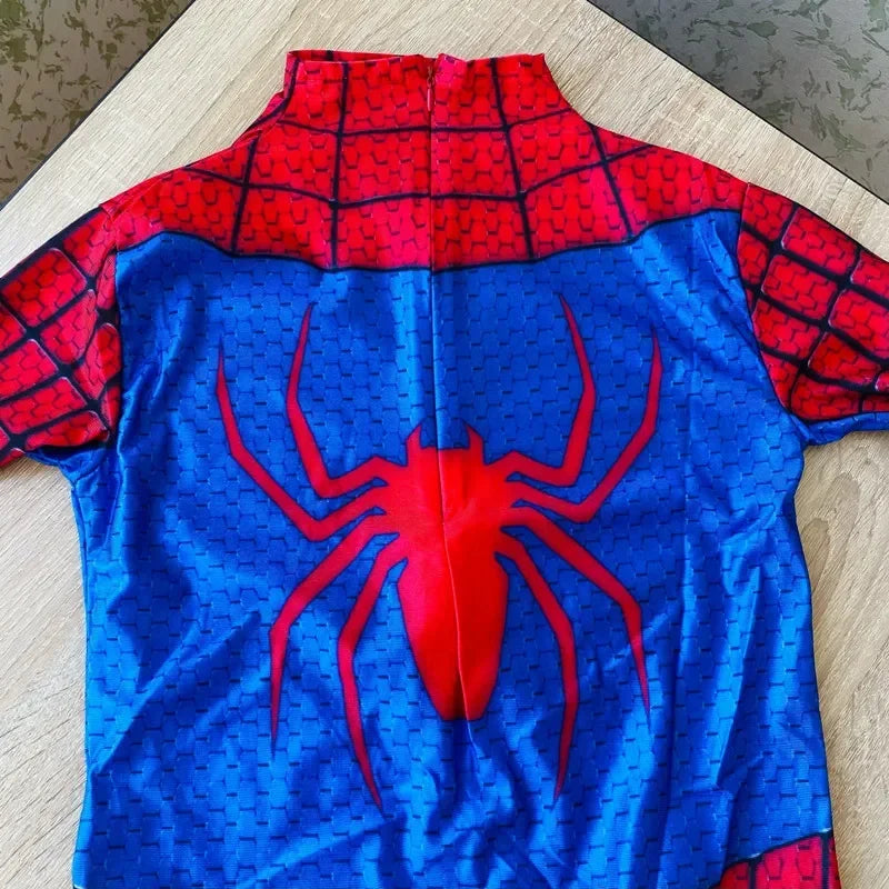 Zoomies & Co Spiderman superhero halloween costume featuring detailed spider web design