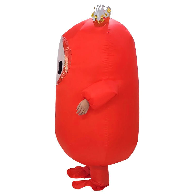 Zoomies & Co Fall Guys inflatable costume in bright red with iconic character details