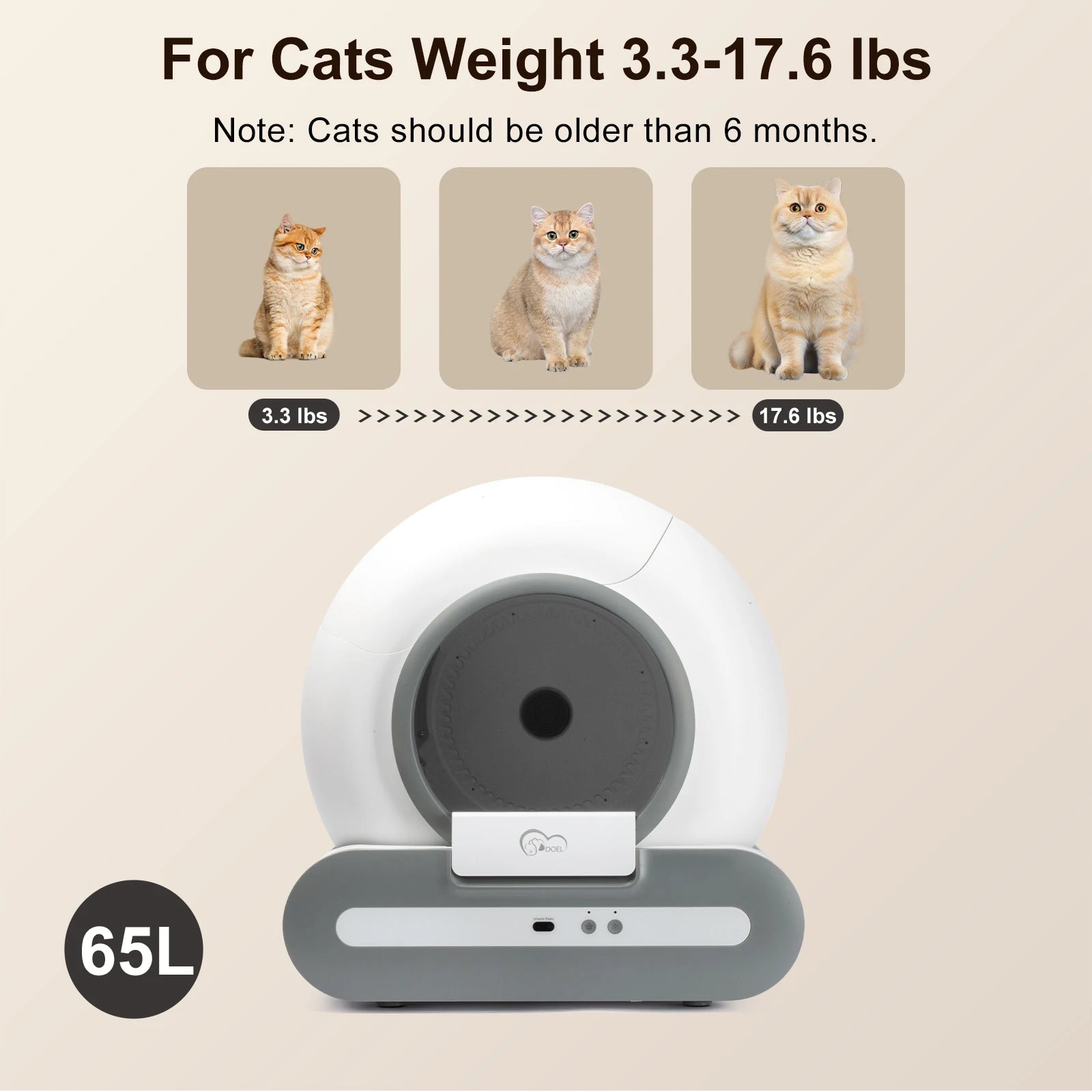DOEL 65L Self-Cleaning Smart Litter Box
