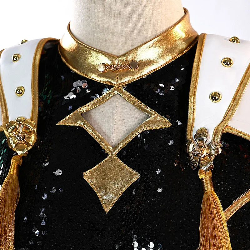 KPop demon hunter cosplay costume for girls featuring shiny embellishments and stylish details