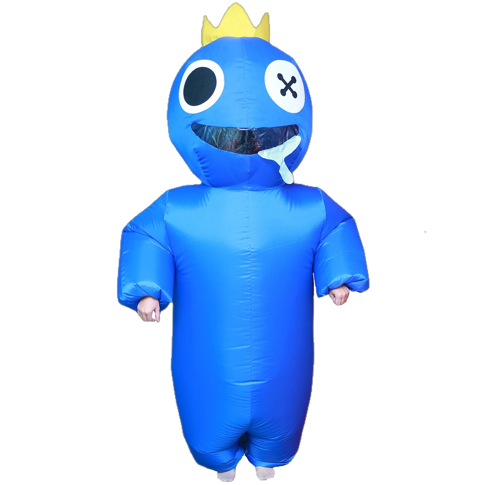 Inflatable Blue Costume for Kids with a Crown, Ideal for Fun Dress-Up and Halloween, featuring Addams Family Thing hand costume for kids