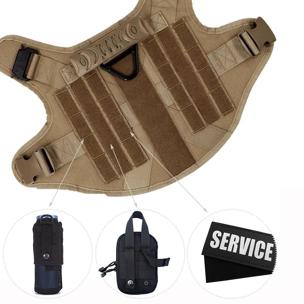 AlphaControl Pro Dog Harness & Leash Set features adjustable straps and utility pockets for service dogs