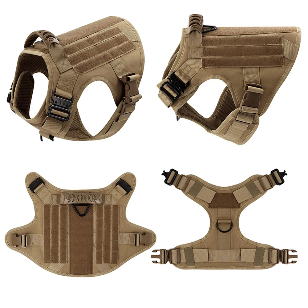 AlphaControl Pro Dog Harness & Leash Set in tan color featuring adjustable straps and durable materials