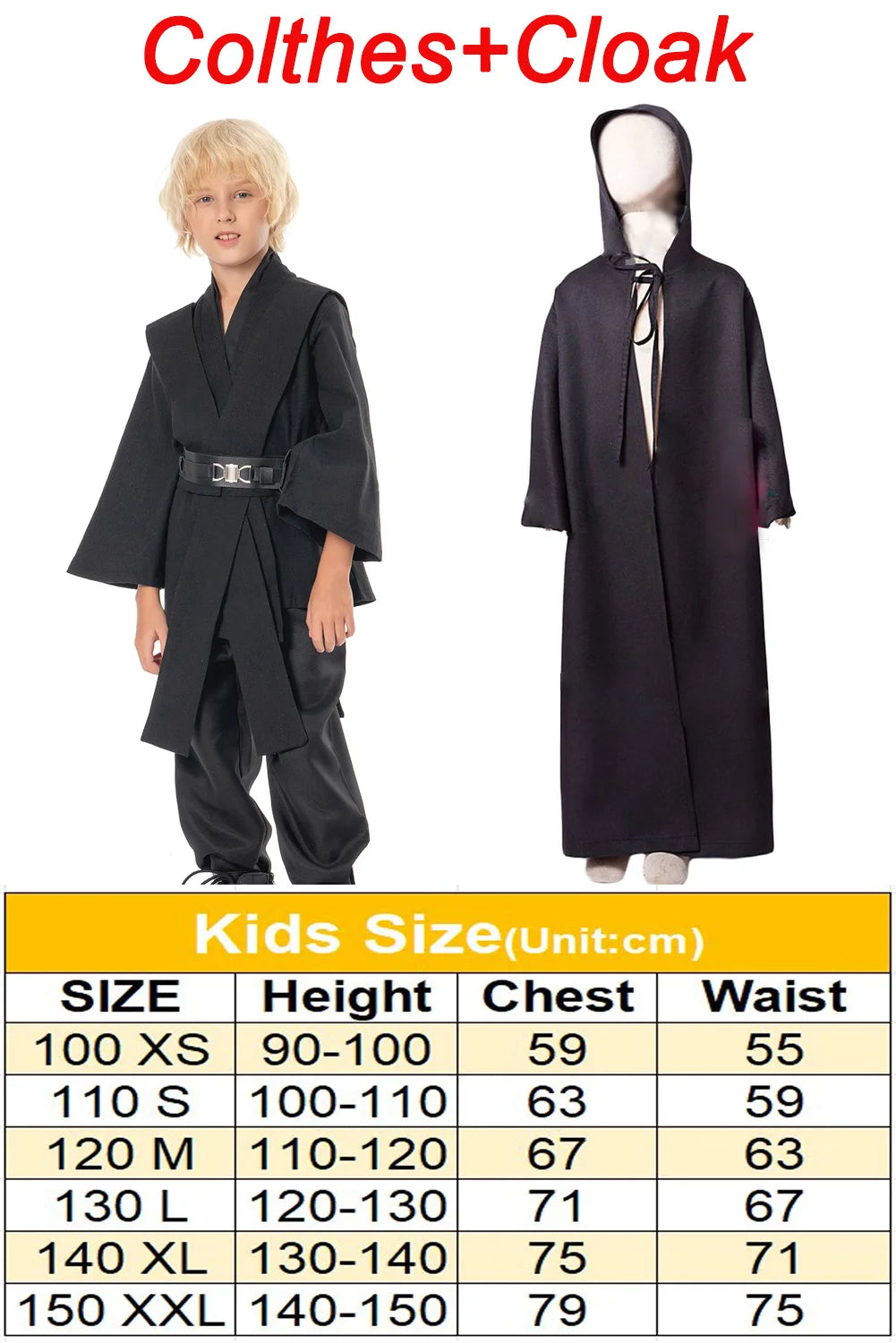 Anakin Skywalker kids costume featuring a detailed cloak and tunic for aspiring Jedi knights