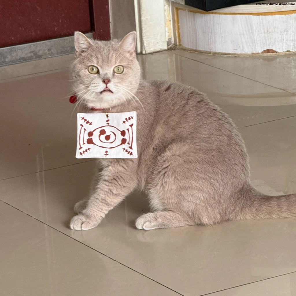 Cute pet wearing an anime cat costume for pets, showing playful features and colorful design