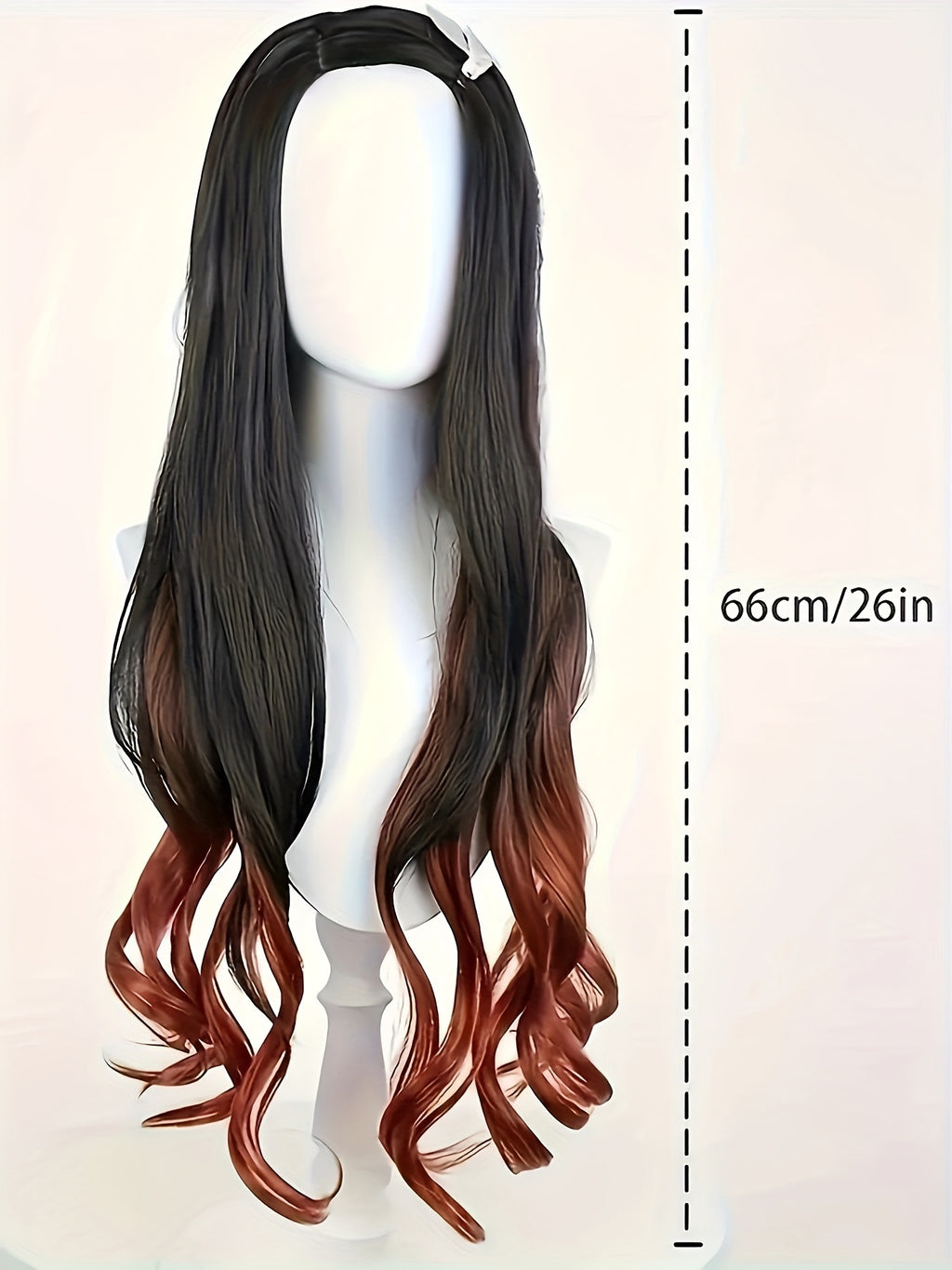 Long wavy black and red ombre wig for anime kimono cosplay costume enthusiasts