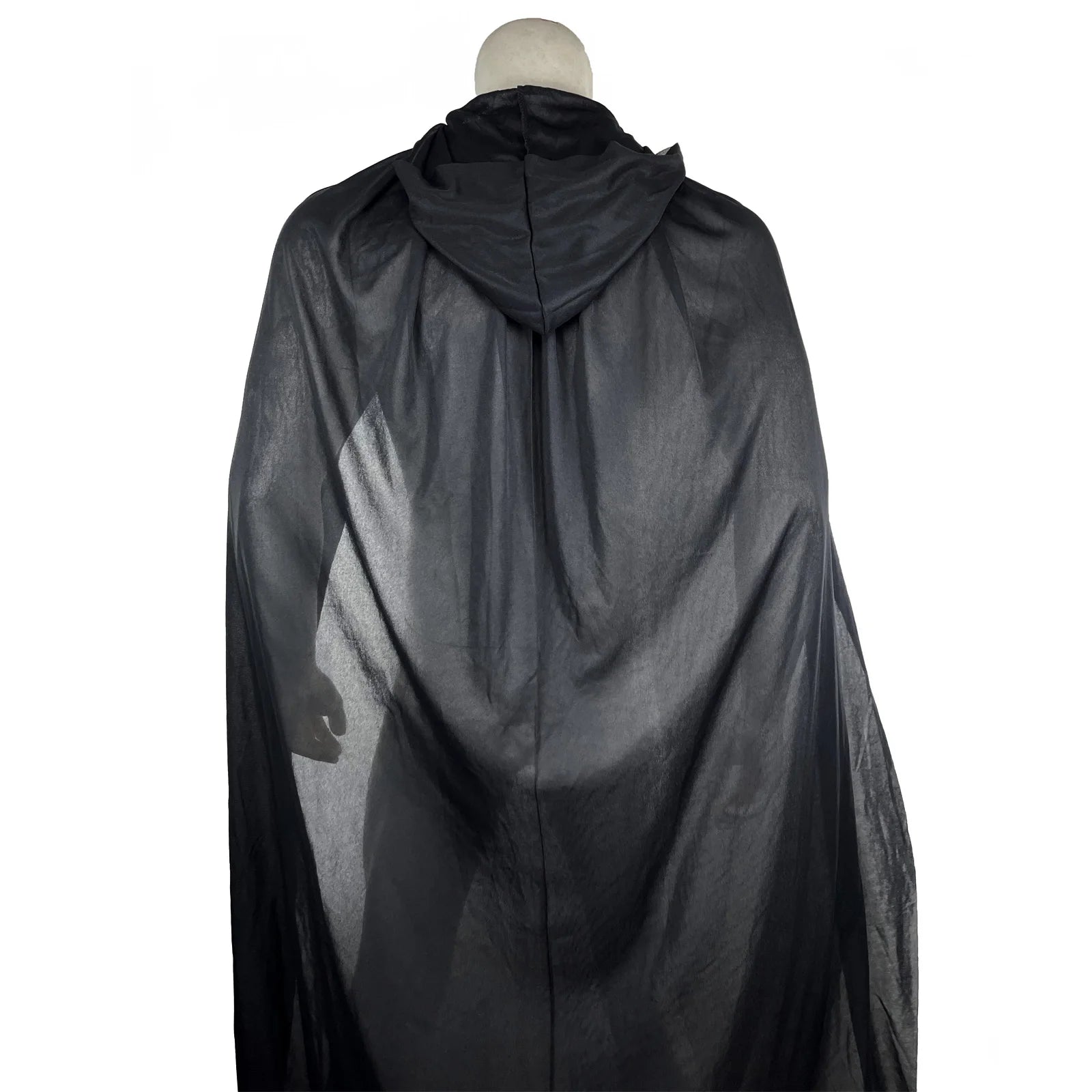Black cape robe Halloween costume with a hood, perfect for spooky celebrations