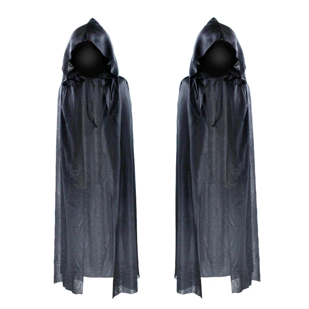 Black cape robe Halloween costume for spooky themed parties and trick-or-treating