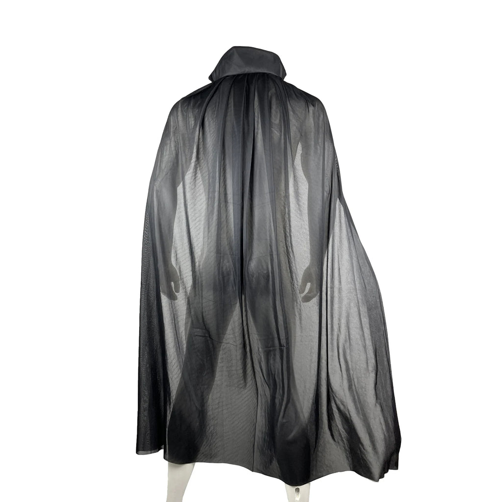 Black cape robe Halloween costume featuring a flowing design for a spooky look